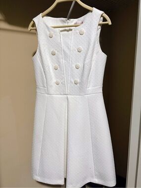 NWOT Nanette Lenore Sleeveless White Textured Double-Breasted A-Line Dress